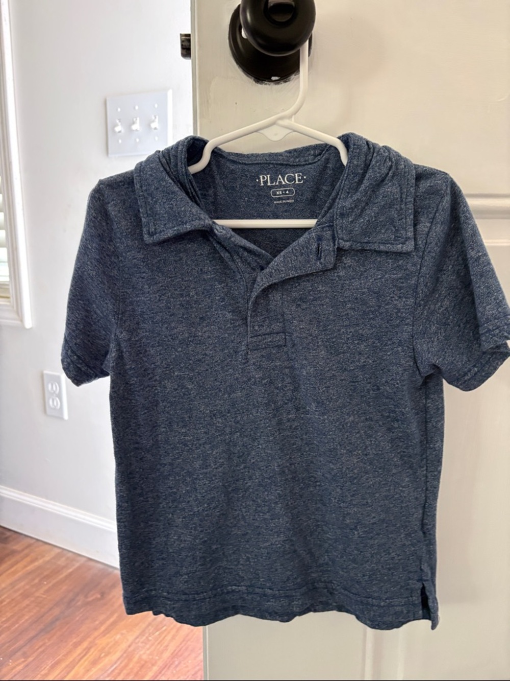 The Children's Place Heathered Navy Hooded Polo Shirt